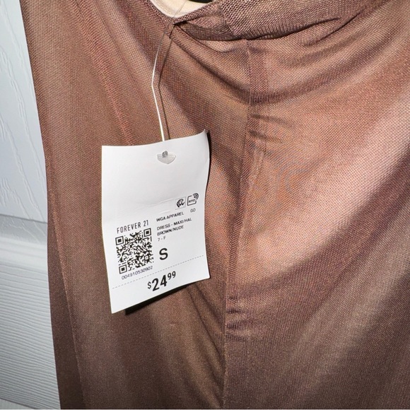 Brown Mesh Halter Seamed Maxi Dress - Picture 7 of 7